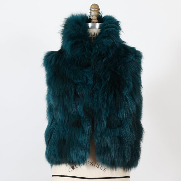 Adrienne Landau Teal Fur Vest